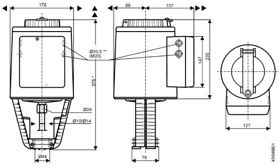 Размеры привода Siemens SKC32.60