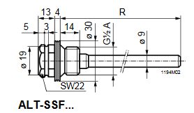 Размеры защитной гильзы Siemens ALT-SSF100