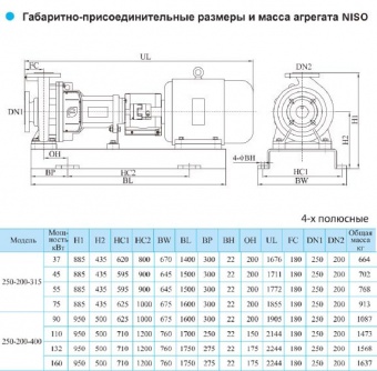 Центробежный консольный насос CNP серии NISO 250-200-400-90 (Чугун)