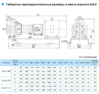 Центробежный консольный насос CNP серии NISO 100-65-315-11 (Чугун