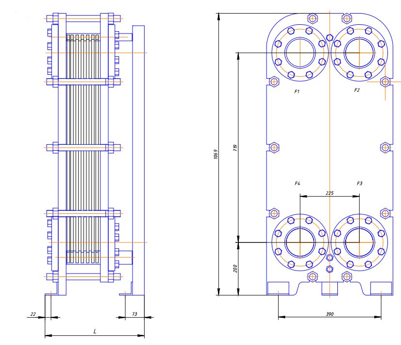 Пластинчатый теплообменник чертеж dwg