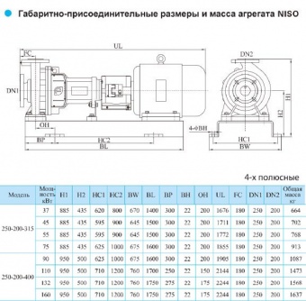 Центробежный консольный насос CNP серии NISO 250-200-315-45 (Чугун)