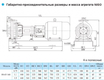 Центробежный консольный насос CNP серии NISO 80-65-160-0.75 (Чугун