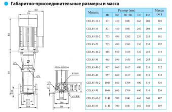 Насос вертикальный многоступенчатый CNP серии CDL 85-20